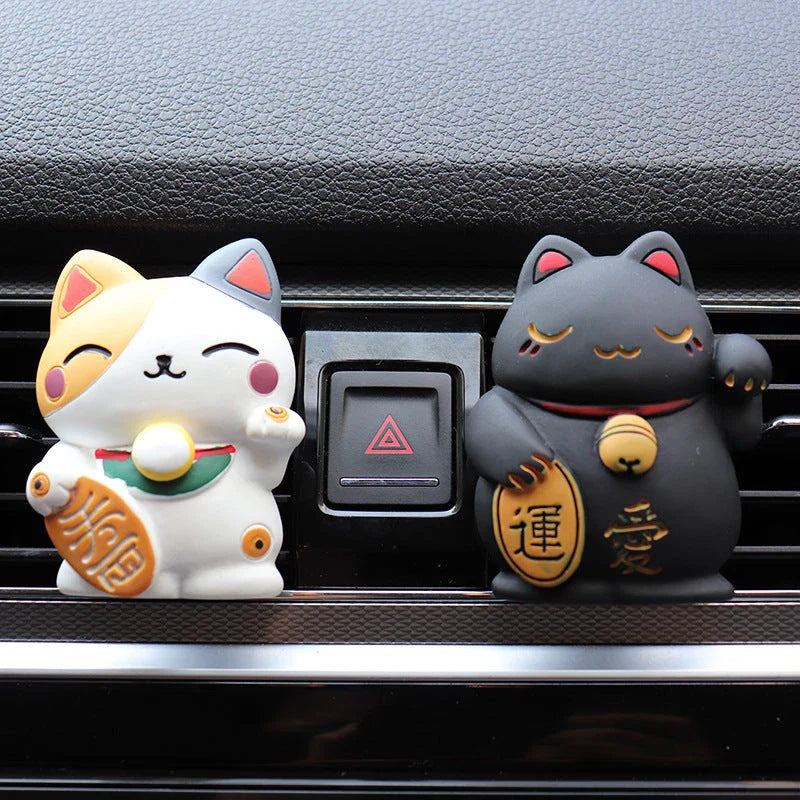 Stylish Lucky Cat Car Air Freshener and Fragrance Diffuser in Black Colour