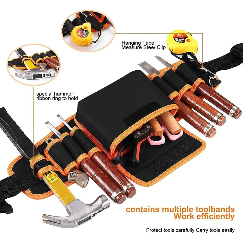 Premium Electrician's Tool Belt Organiser made from durable Oxford cloth with customisable tool slots and adjustable belt for hands-on tradespeople