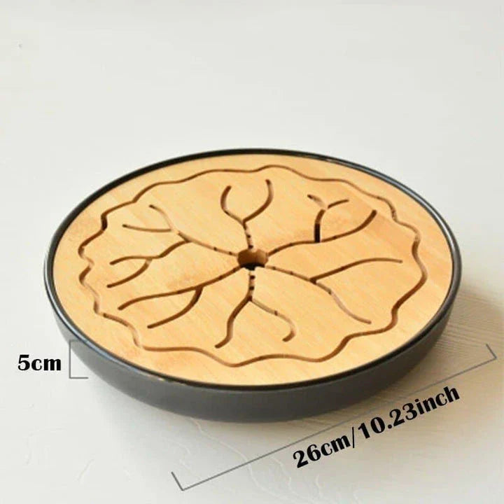 Premium bamboo tea tray saucer with sleek, elegant design for a sophisticated tea experience
