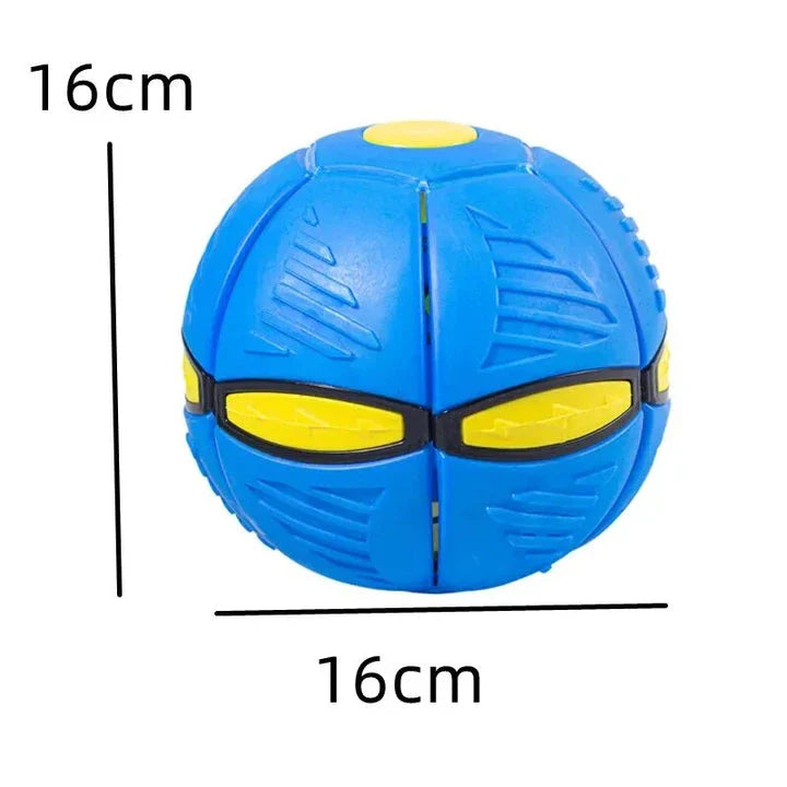 Transforming UFO Ball dog toy in pink, designed for interactive outdoor play and exercise