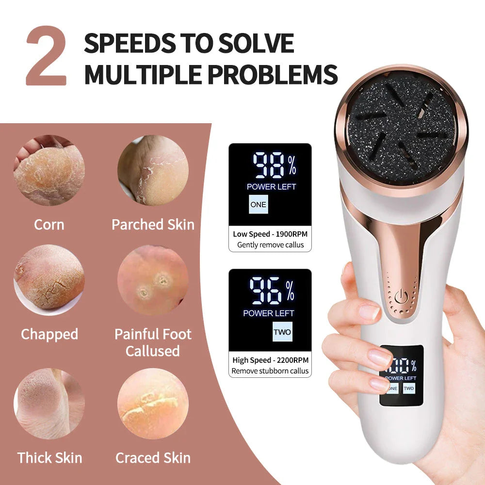 Electric Foot Dead Skin Remover, foot exfoliator with rechargeable battery and ergonomic design for smooth, soft feet