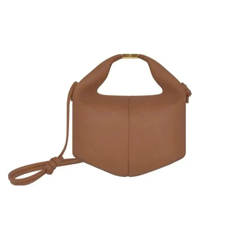 Elegant and Versatile Leather Dumpling-Shaped Tote Bag in White Colour