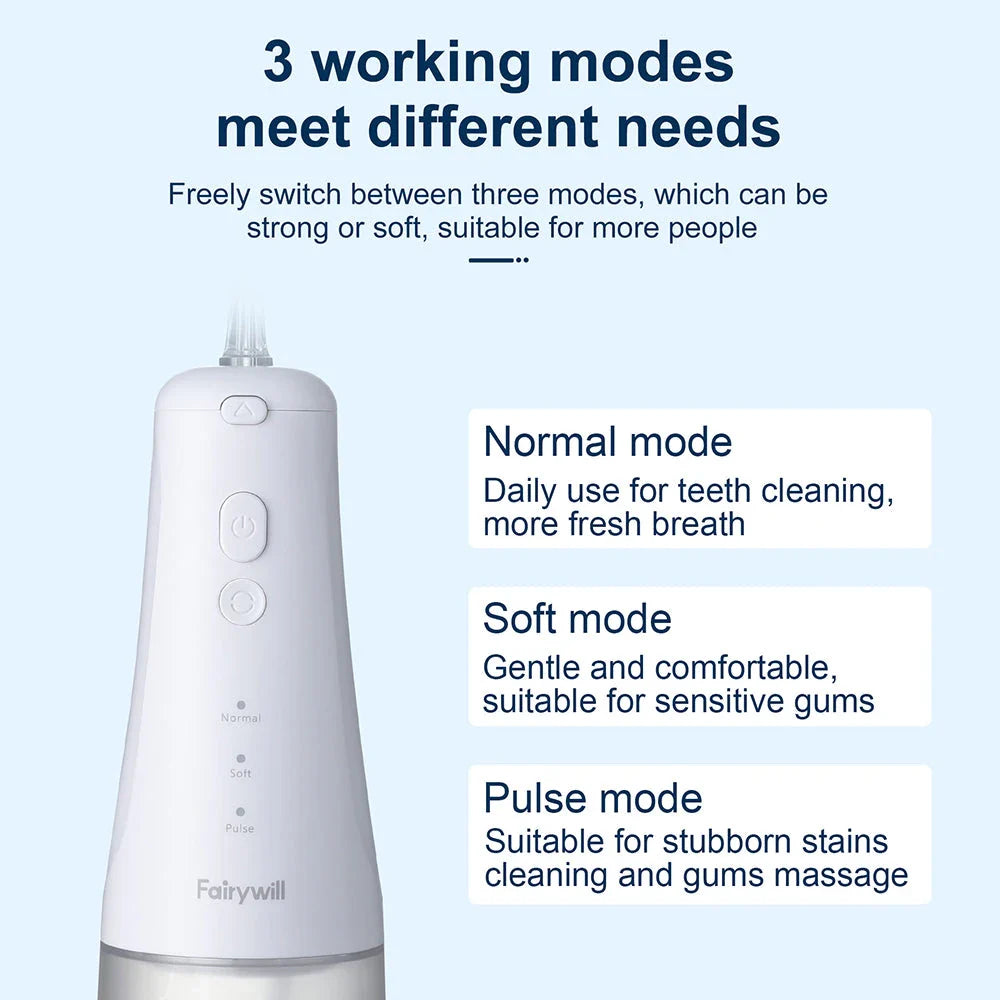 Cordless Water Flosser with 3 Cleaning Modes, Detachable Tank, and Replaceable Nozzles for Improved Oral Hygiene