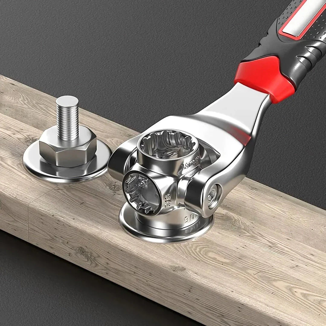 A versatile 52-in-1 socket wrench tool with a red finish, designed for comprehensive fastening needs and multipurpose functionality.
