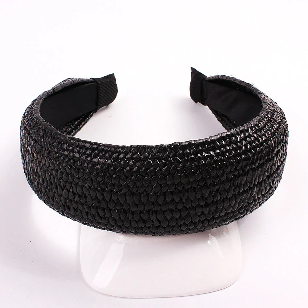 Fashionable solid colour knotted headbands for women, made from high-quality hemp and rubber materials for comfort and style.