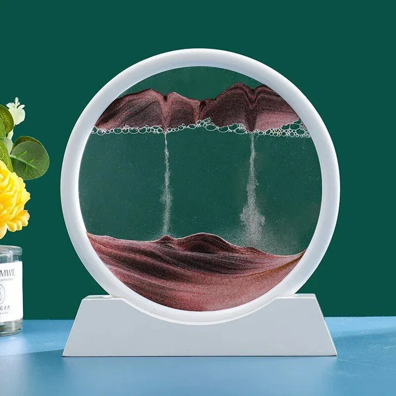 Captivating retro sandscape hourglass with mesmerising deep sea moving sand art