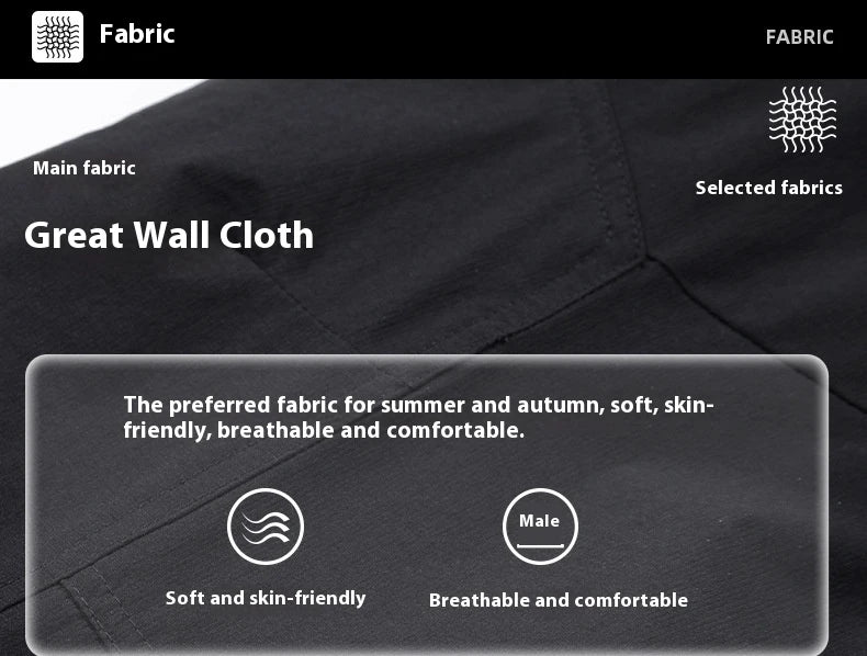 Weatherproof outdoor trousers for men in black, gray, and green colours with adjustable waistband and reinforced panels