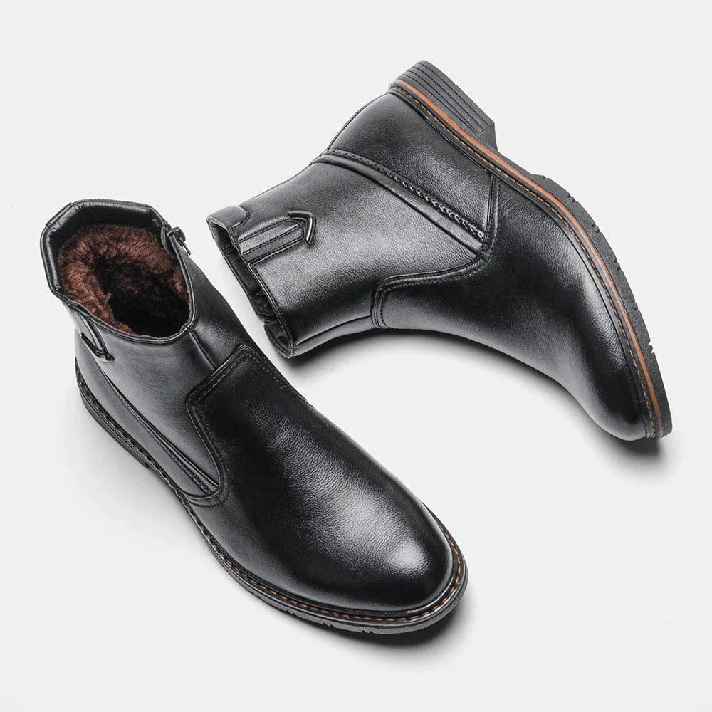 Retro Classic Leather Boots with Pointed Toe Design, Antiskid Sole, and Handsome Sewing Details