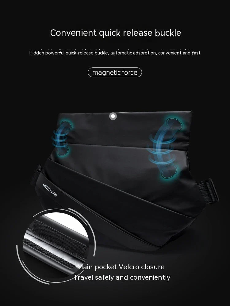 A sleek, minimalist crossbody bag with a mechanical-inspired design, crafted from premium PVC for durability and breathability.