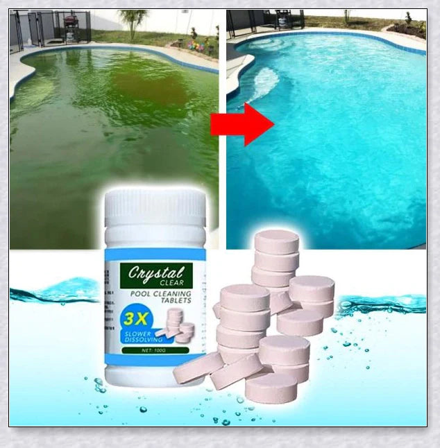 Premium swimming pool cleaning tablets that effectively eliminate bacteria, control algae, and protect against UV rays for a crystal clear, safe pool experience.