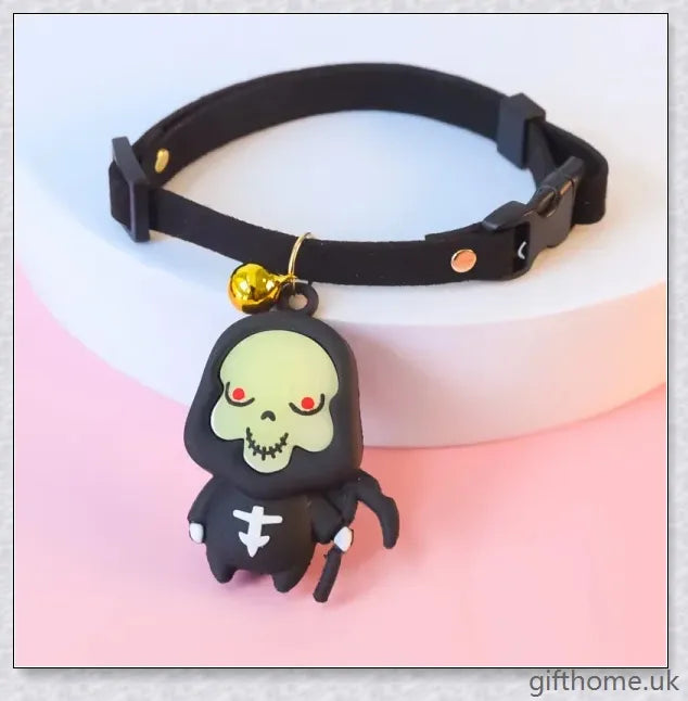 Collaween Halloween Pet Collar Adornment with whimsical cartoon patterns and glow-in-the-dark features
