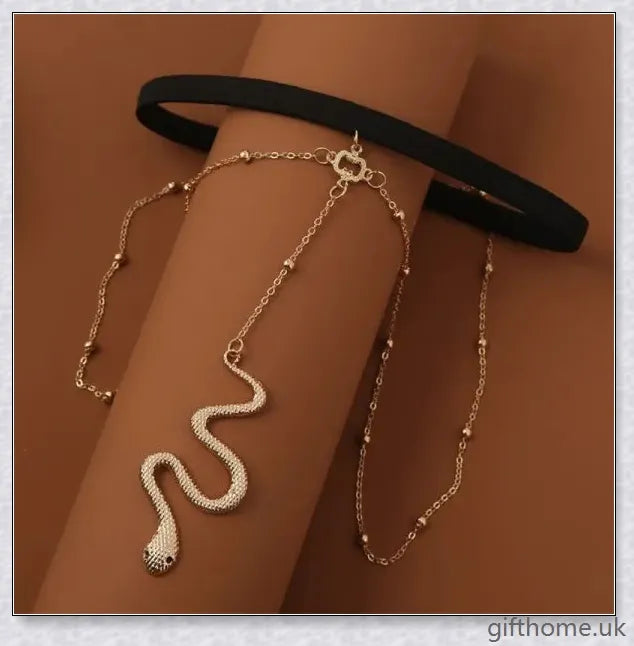 Premium gold metal Bohemian-style thigh chain with intricate beading and an adjustable fit