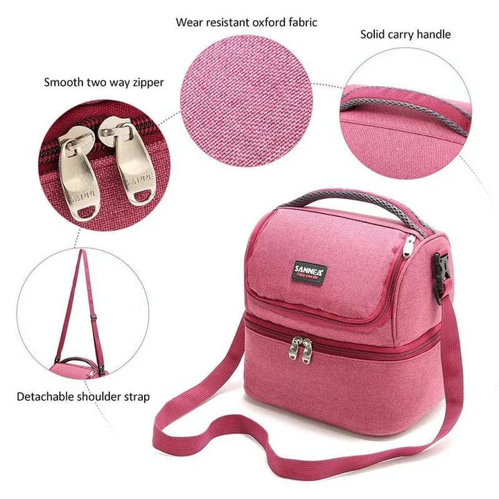 Premium insulated cooler bag with dual compartments for chilled drinks and snacks, made from durable Oxford cloth in a range of stylish colours.
