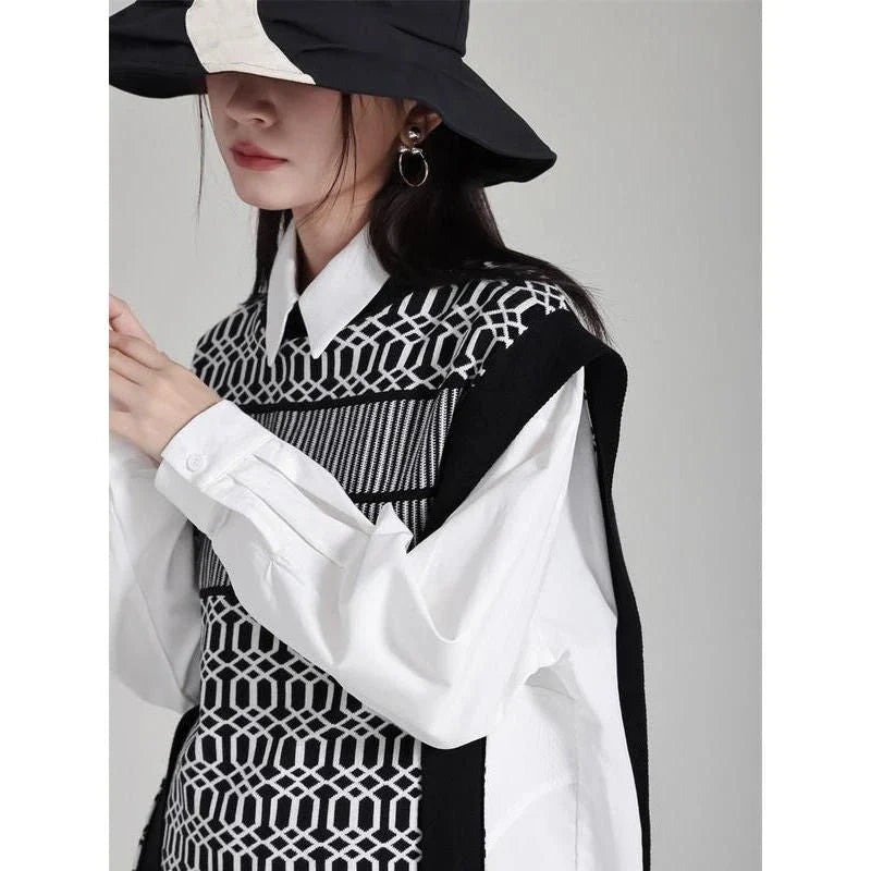 Women's black sleeveless vest with irregular knitting pattern, a versatile and stylish layering piece for the modern British woman