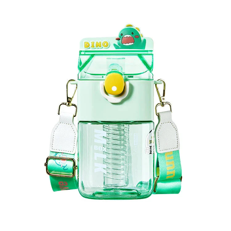 Charming cartoon-themed reusable plastic cup with straw and tea infuser, perfect for daily hydration and on-the-go use