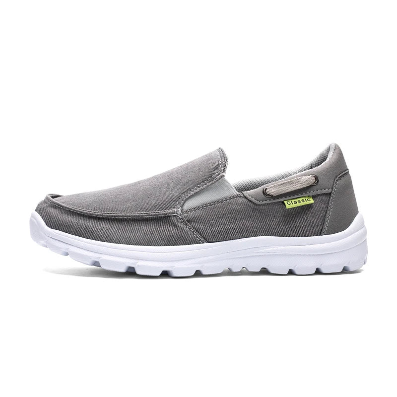 Premium denim canvas casual trainers with extra-wide fit and flexible, lightweight construction