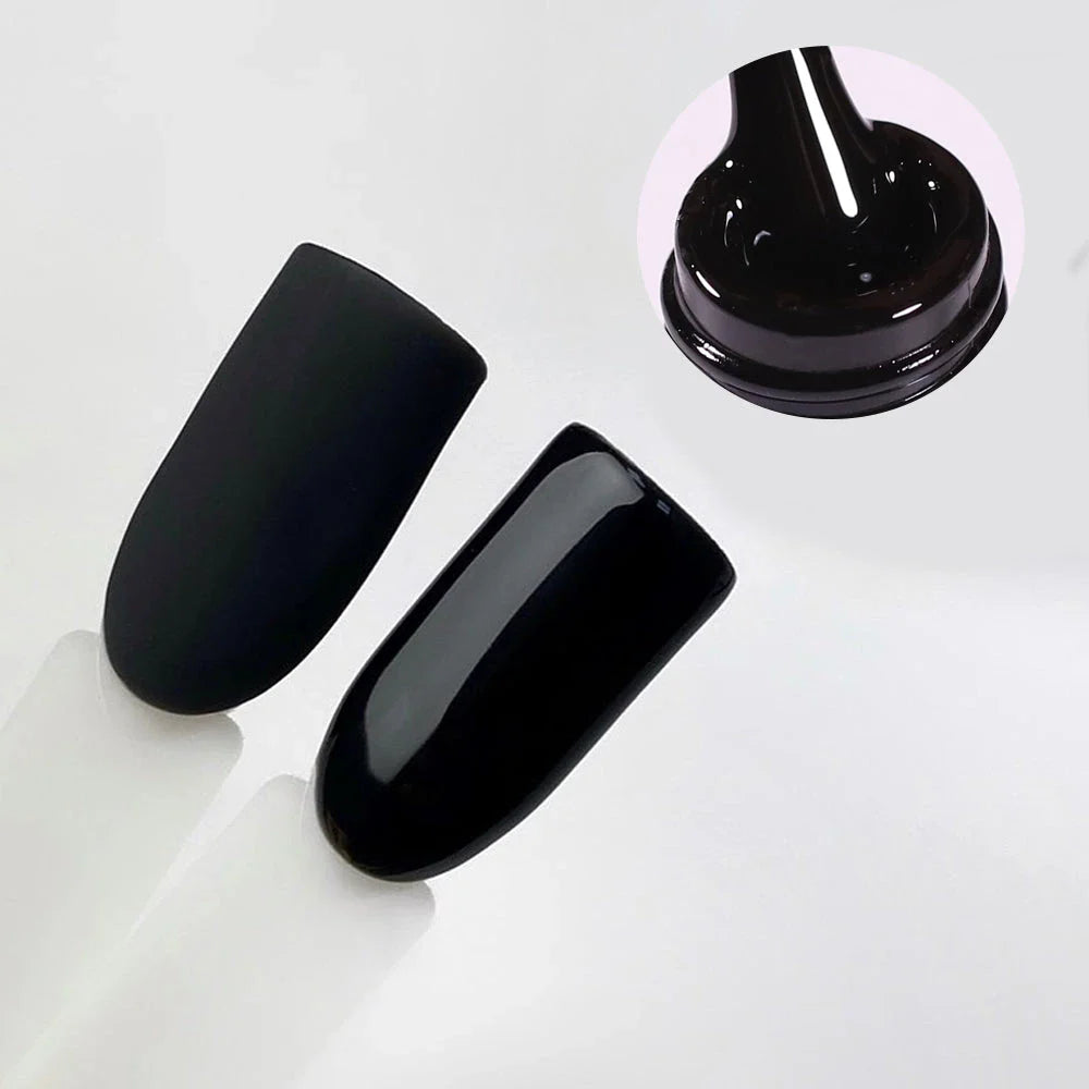 Super Black Gel Nail Polish with a deep, high-gloss finish that lasts up to 25 days