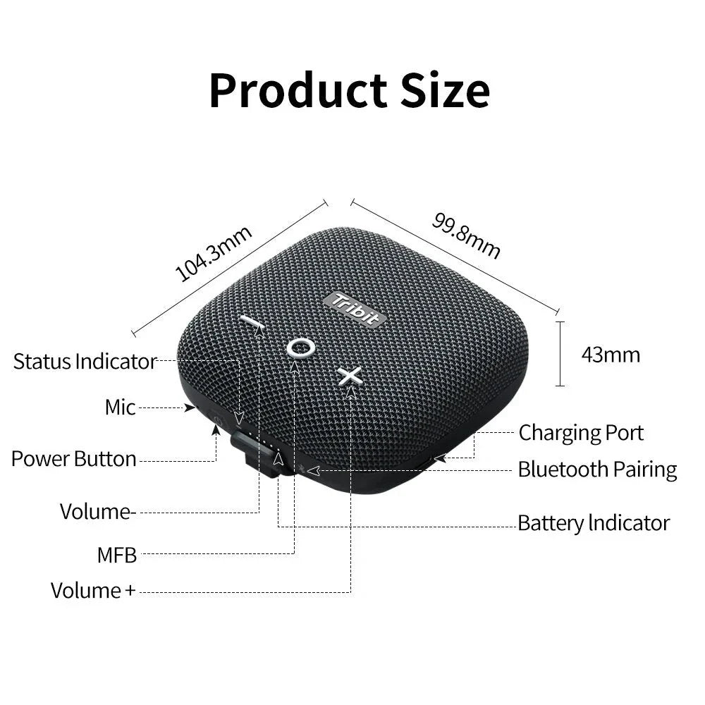 Rugged portable Bluetooth speaker with deep bass, waterproof design, and built-in power bank