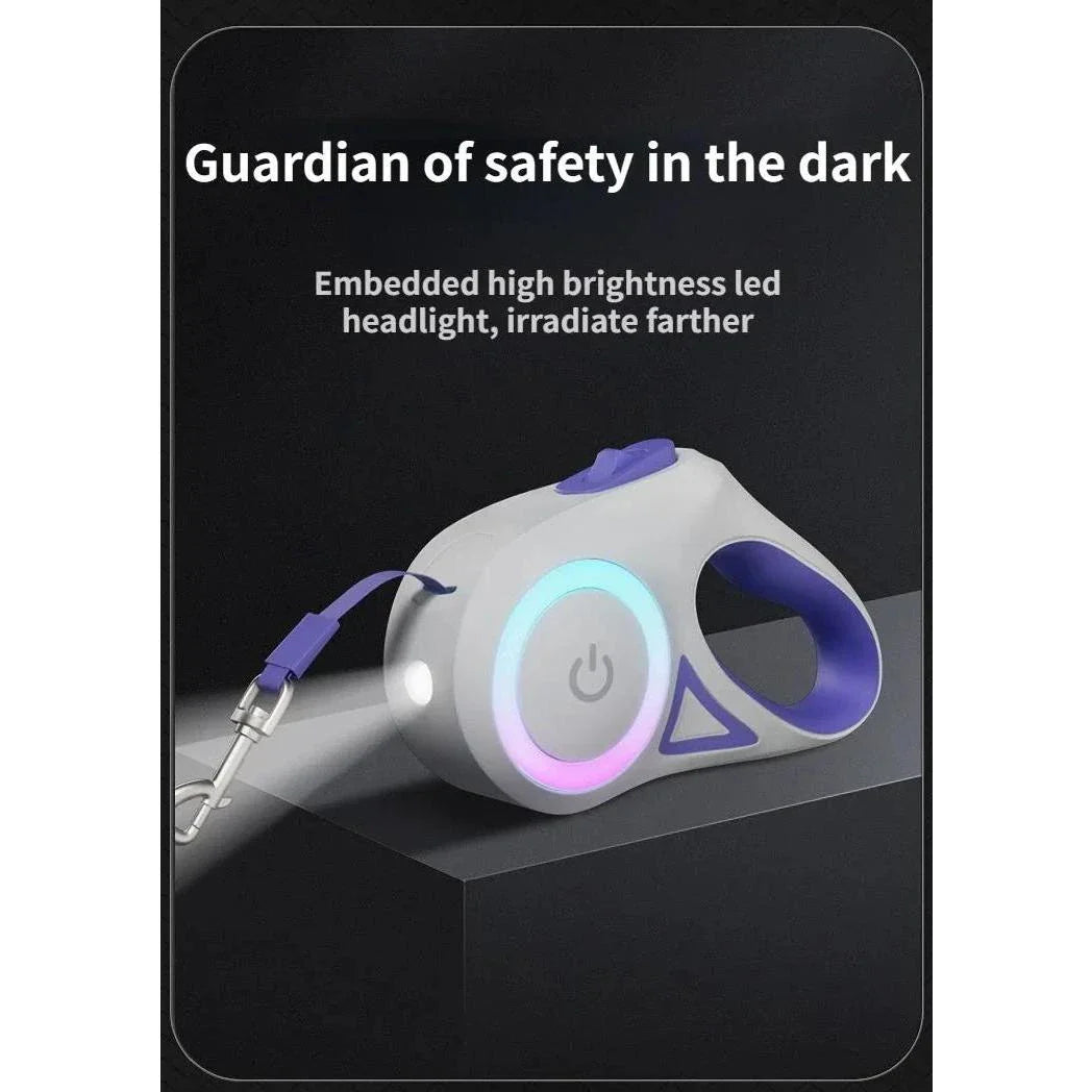 Luminous Retractable Nylon Pet Leash for Dogs and Cats in the UK, featuring adjustable length, one-handed control, and enhanced visibility for safer walks.