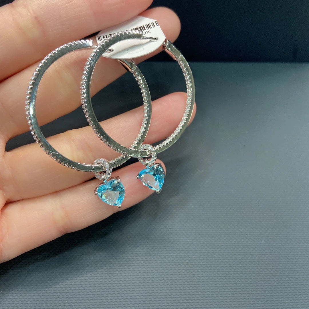 Radiant 925 sterling silver earrings with blue, green, yellow, or white gemstones for stylish women