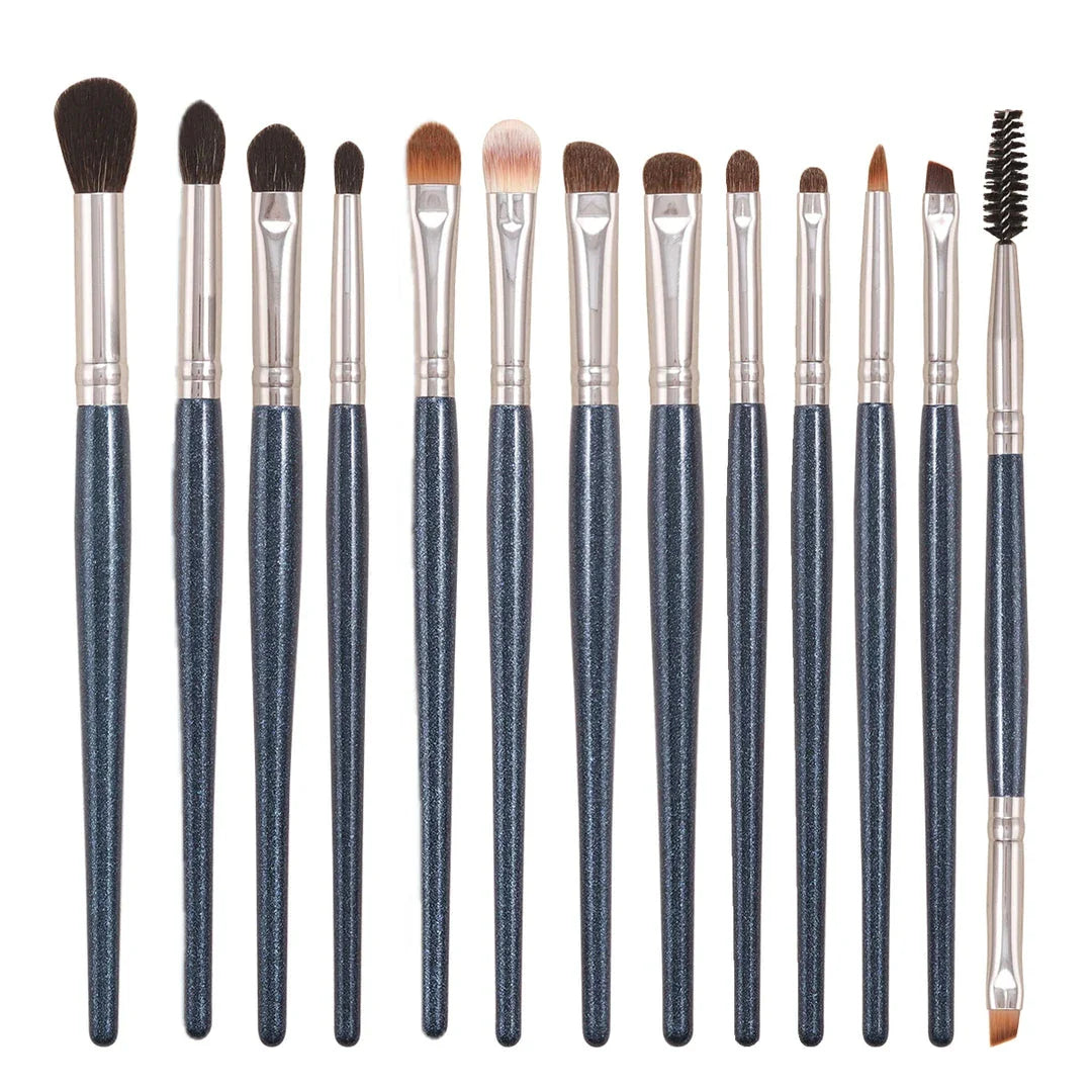 Premium 13-Piece Eye Makeup Brush Set with natural and synthetic bristles for flawless eye makeup application