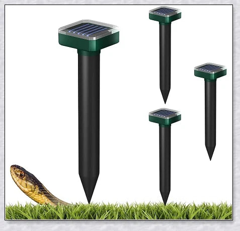 Premium solar-powered snake repellent device with ultrasonic waves for effective pest deterrence in UK gardens