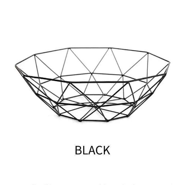 Elegant wrought iron storage basket with intricate design, perfect for home decor and versatile storage solutions