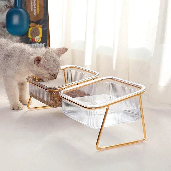 Premium dual pet bowls made of iron with a non-slip base, available in small and large sizes to accommodate different pet needs