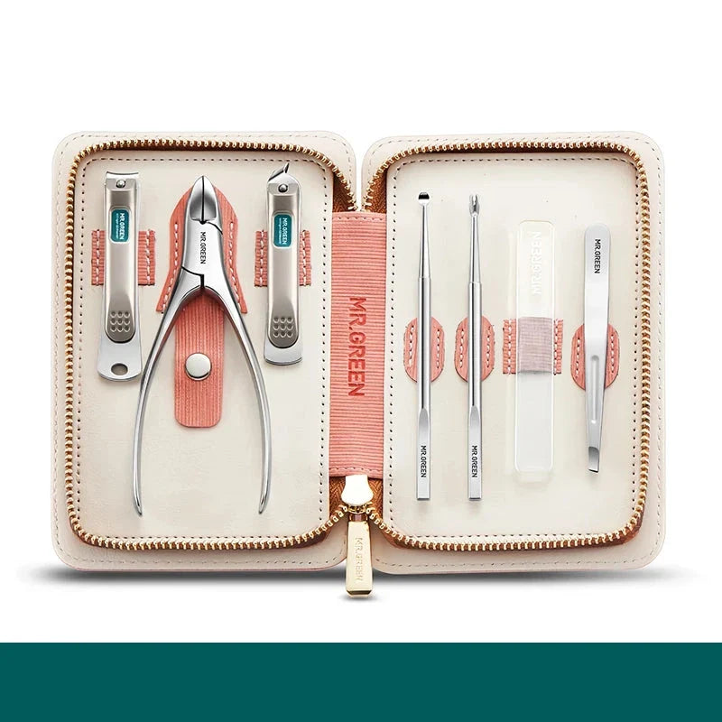Luxurious 7-in-1 Manicure and Pedicure Set with Medical-Grade Stainless Steel Tools and Stylish Leather Case
