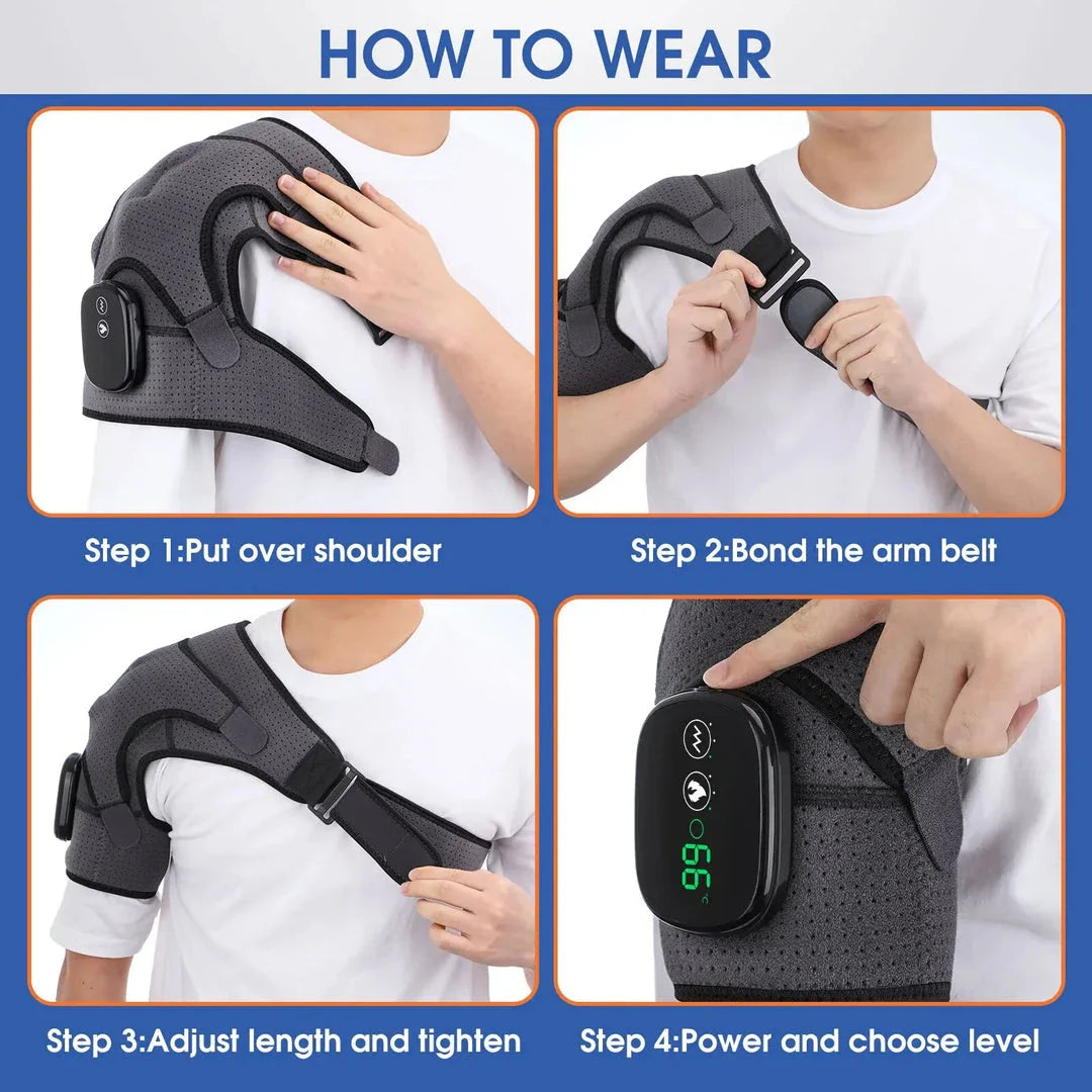 Premium 3-Level Heated and Vibrating Shoulder Massager for Pain Relief and Rehabilitation
