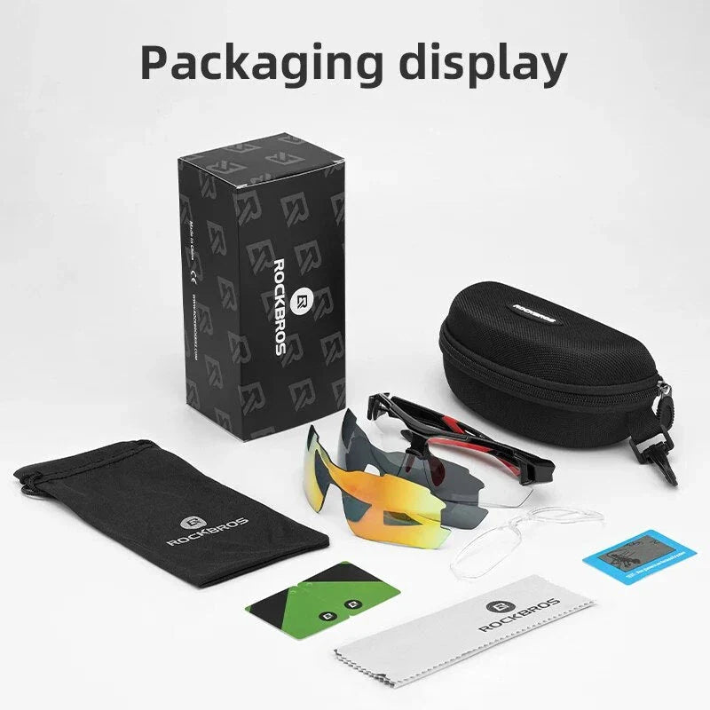 Polarized sports cycling sunglasses with interchangeable lenses in various colours