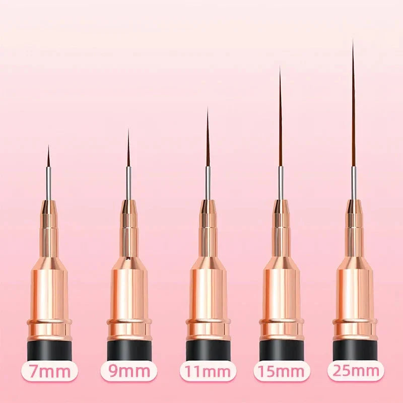 Professional Stripe Nail Art Brushes in various sizes for intricate nail art designs