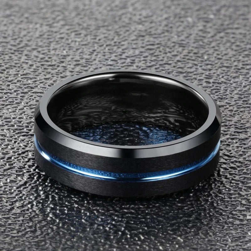 GiftHome UK Stylish Tungsten Steel Men's Fashion Ring in Classic Black