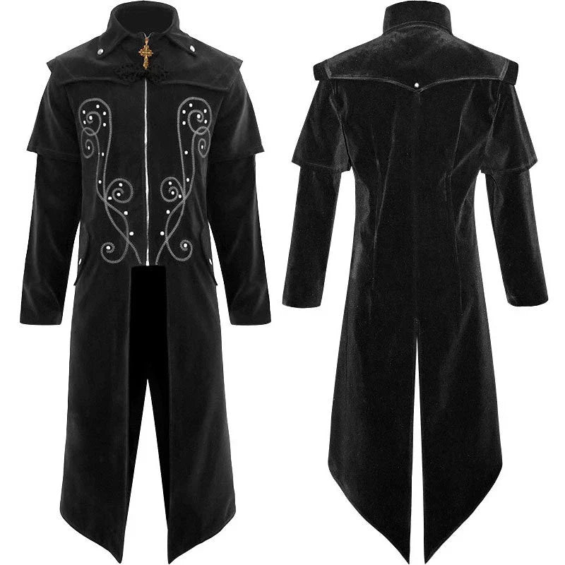 Premium Gothic Halloween Coat with Stand Collar - A Stylish and Durable Jacket for Men