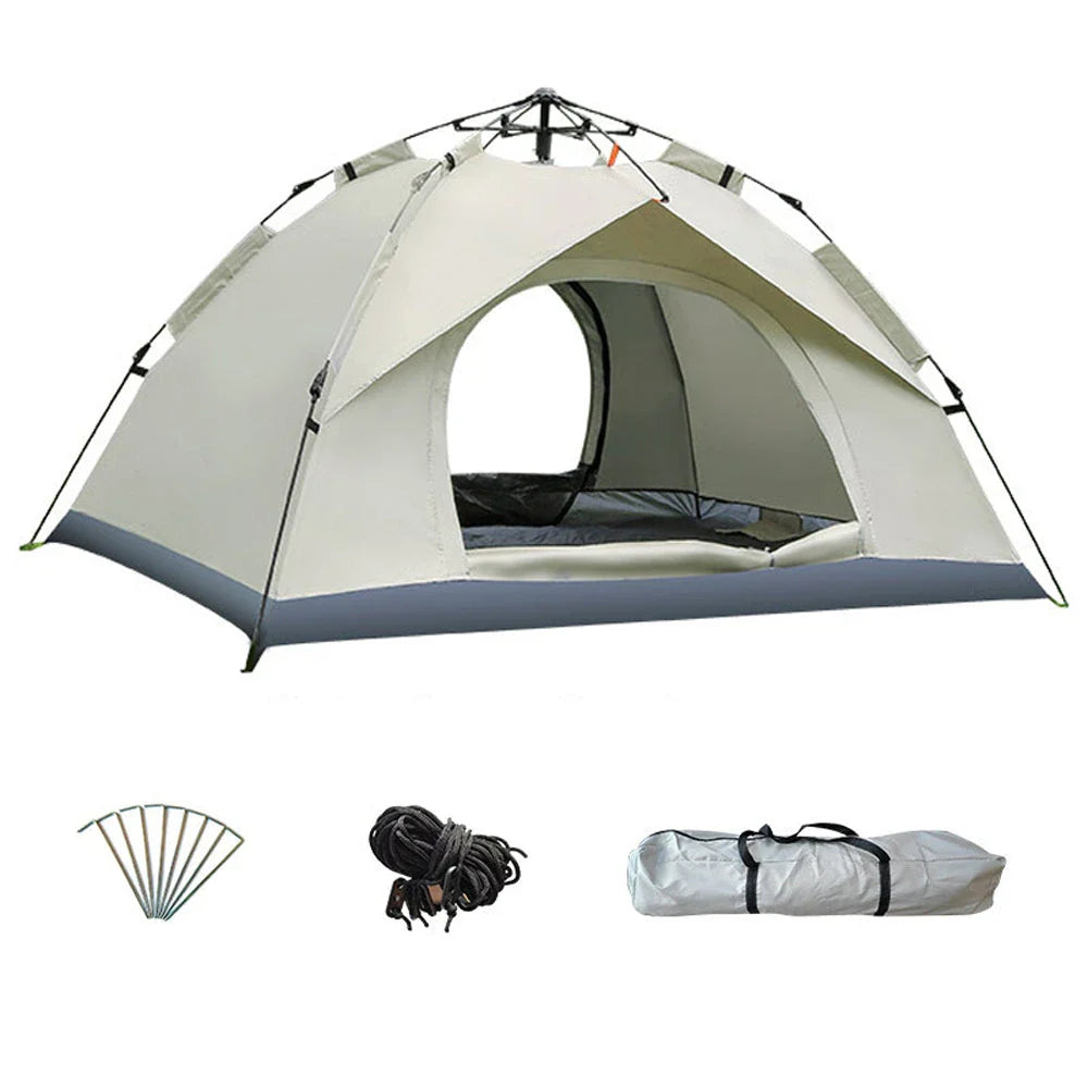 Quick and easy family camping tent with automatic setup and weatherproof design