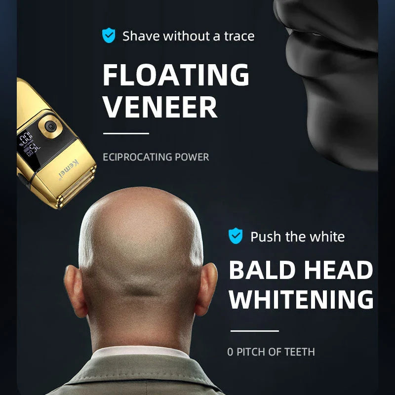 Premium 2-in-1 Electric Foil Shaver with Adjustable Speed Settings, Waterproof Design, and Automatic Cleaning Function