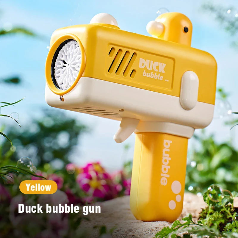 A colourful and vibrant cartoon-themed bubble blaster machine, perfect for entertaining children at outdoor events and parties.