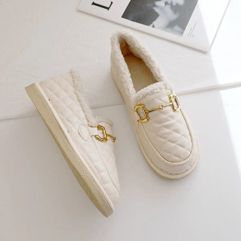 Flat-Bottomed All-Match Maternity Cotton Scoop Shoes in black and beige colors