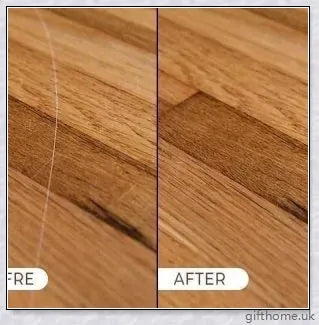 A bottle of premium wood scratch repair spray with a light and dark colour option for blending seamlessly with various wood tones.