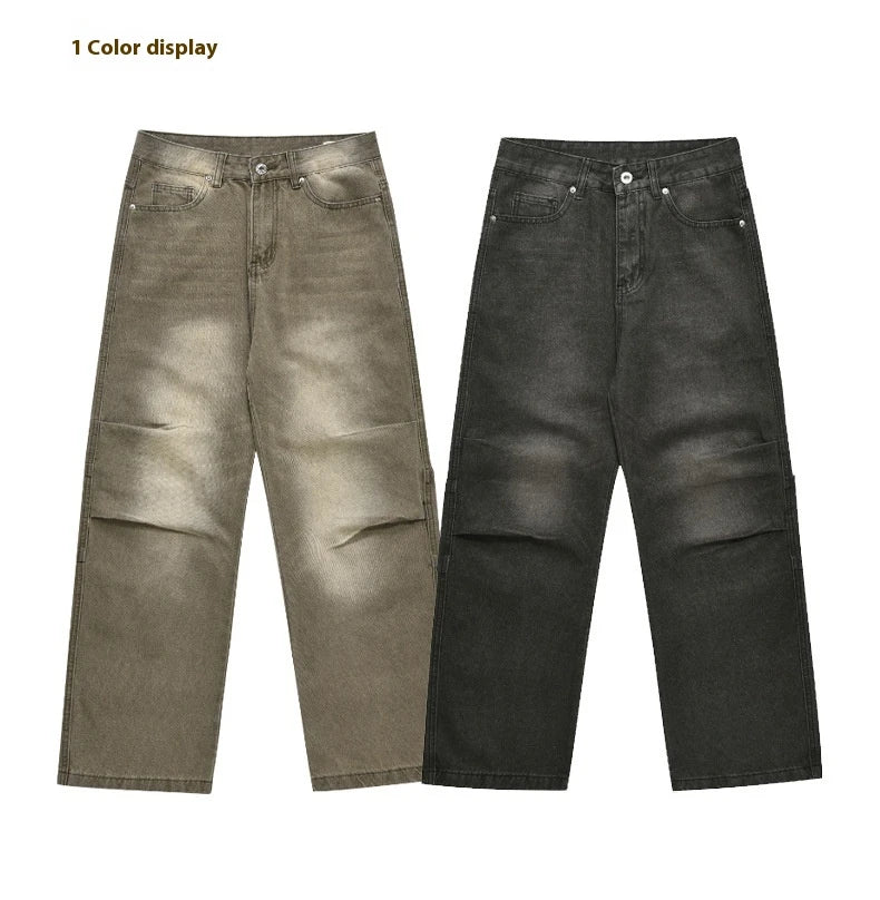 Stylish retro-inspired casual trousers with a distressed finish, available in a range of classic colours and sizes to suit the modern British consumer.