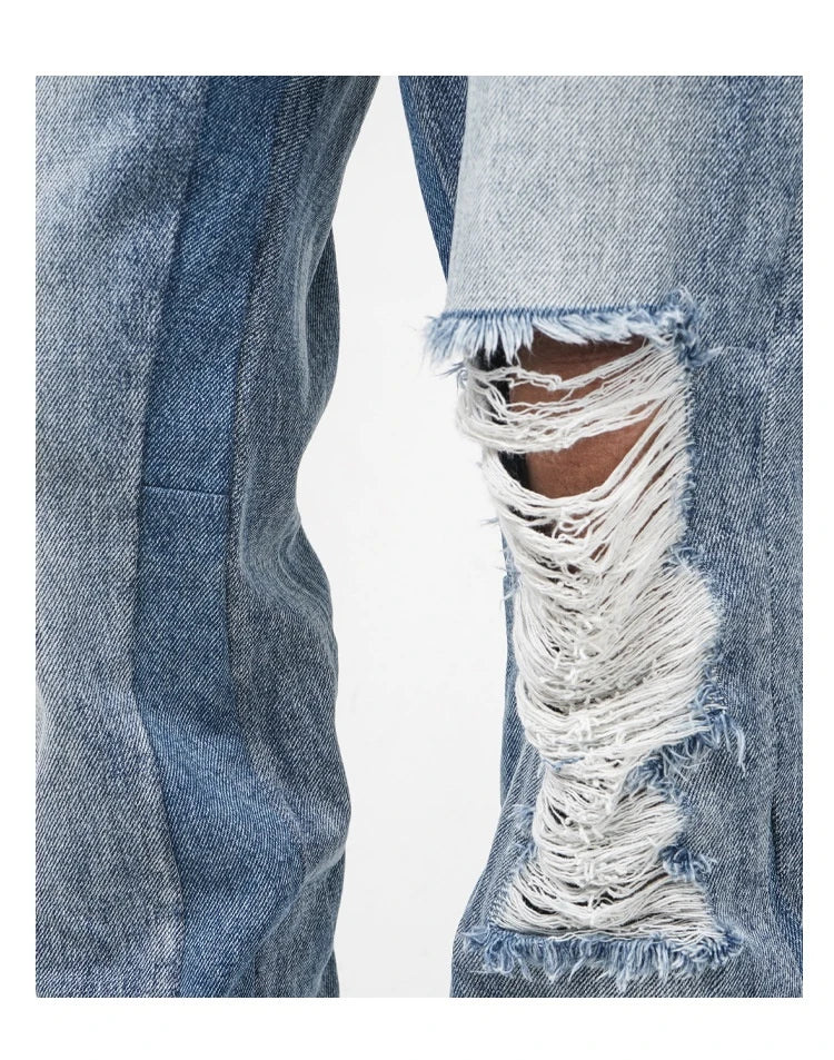 Premium British men's straight relaxed fit jeans in a vibrant blue colour
