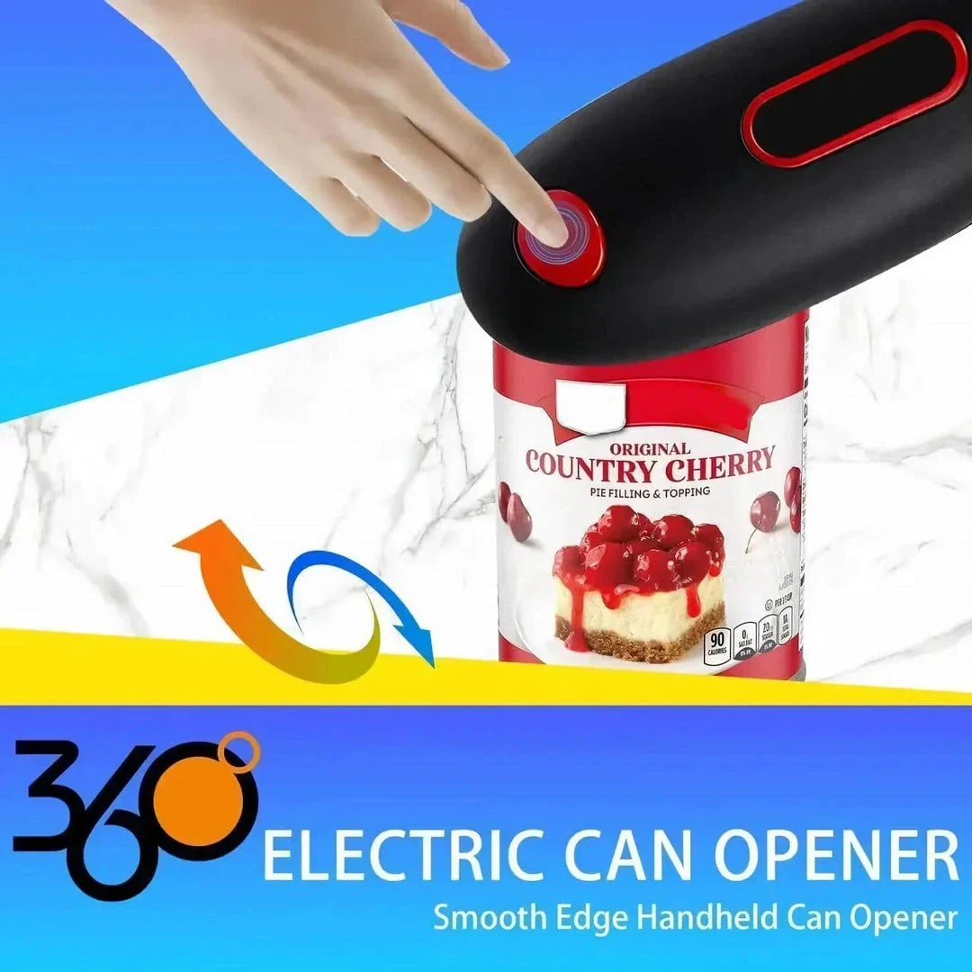 Compact Automatic Can Opener with One-Button Operation, Safe Cutting Mechanism, and Versatile Design for Opening Cans, Jars, and Bottles