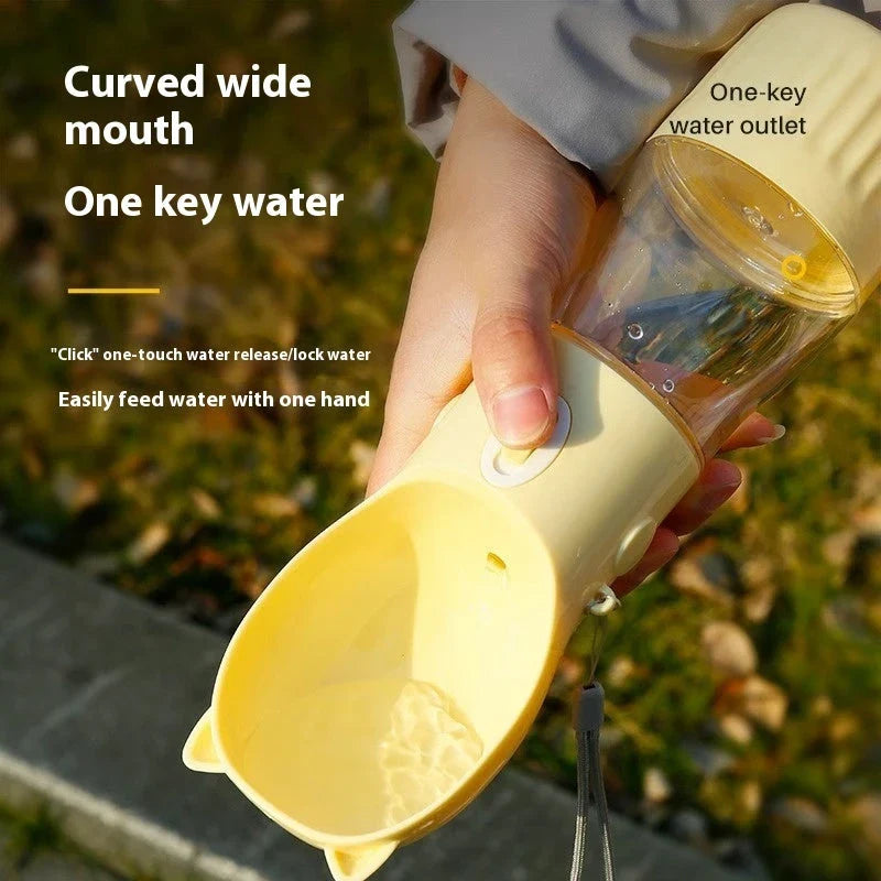 Portable pet drinking cups in various colours and sizes for hydrating your furry friend during outdoor activities