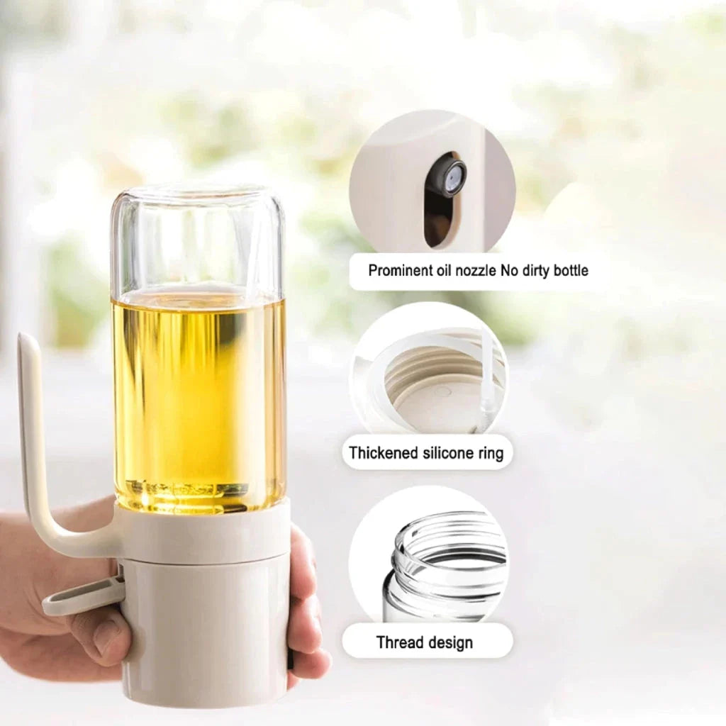 250ml High Borosilicate Glass Oil Spray Bottle with Ergonomic Handle and Eco-Friendly Lid