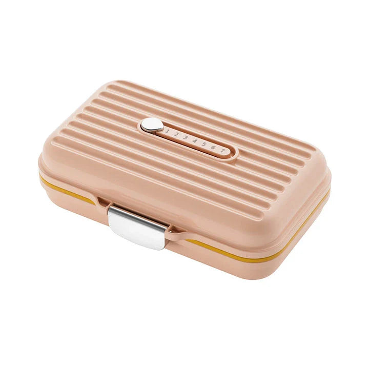 Premium waterproof weekly pill organiser with seven secure compartments for organised medication management