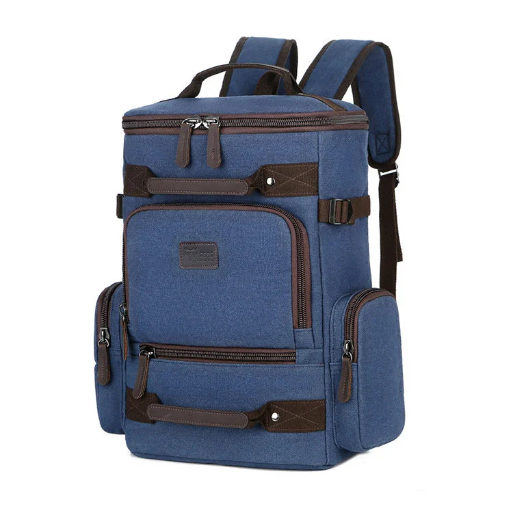 A classic messenger bag made of durable canvas with genuine leather trim, offering style and function for the modern British gentleman