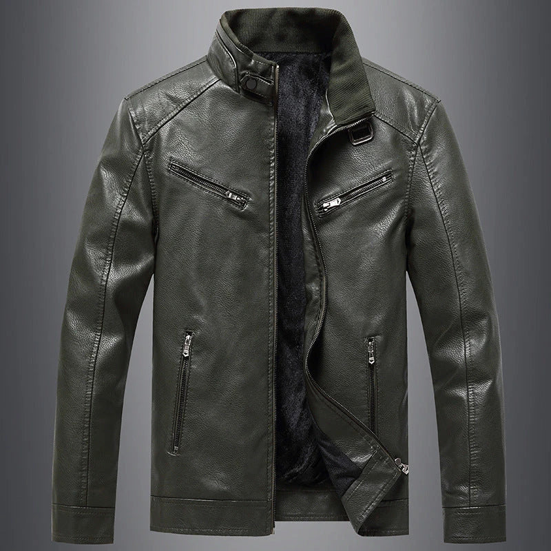 Stylish Fleece-Padded Jacket with PU Leather Accents in Various Colours