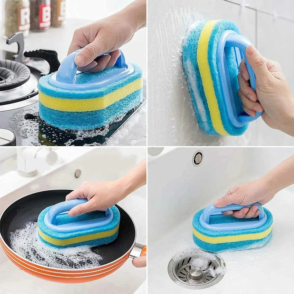 A versatile cleaning brush with a comfortable handle, designed for effective scrubbing on various surfaces in the home.