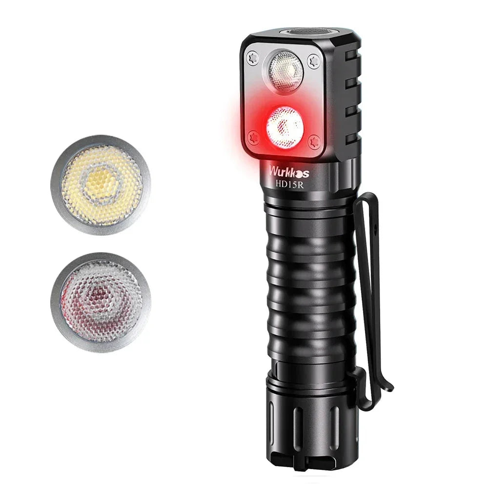 Wurkkos HD15R/HD15 Rechargeable Headlamp with 2000 lumens of output, aerospace-grade aluminium alloy construction, and reverse charging capability