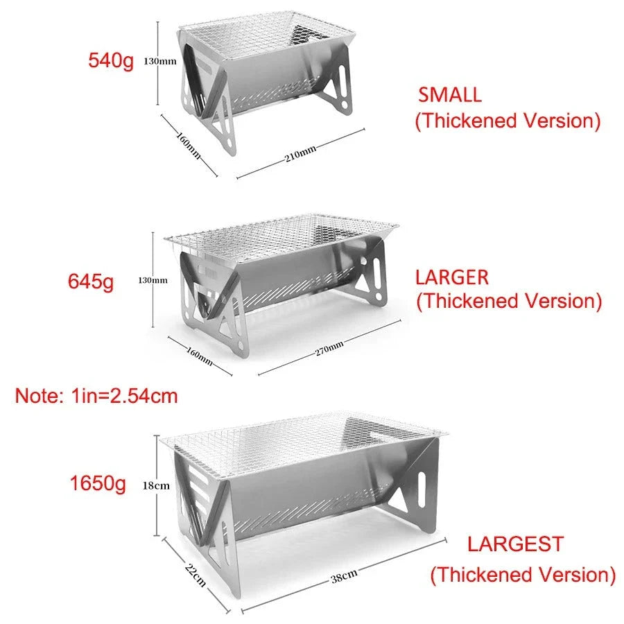 Premium stainless steel portable folding BBQ grill for outdoor adventures, camping, and backyard cooking